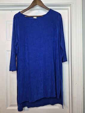 Chico's Blue 3/4 Sleeve Tunic Top 12/14
